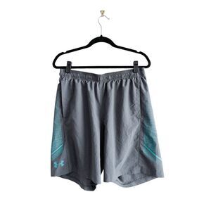 Under Armour Mens Loose HeatGear Athletic Shorts Gray Teal Size Large